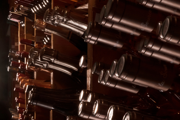Racked wines in wine cellar during a gourmet fine dining food break deal at the best Edinburgh restaurant for notable wines